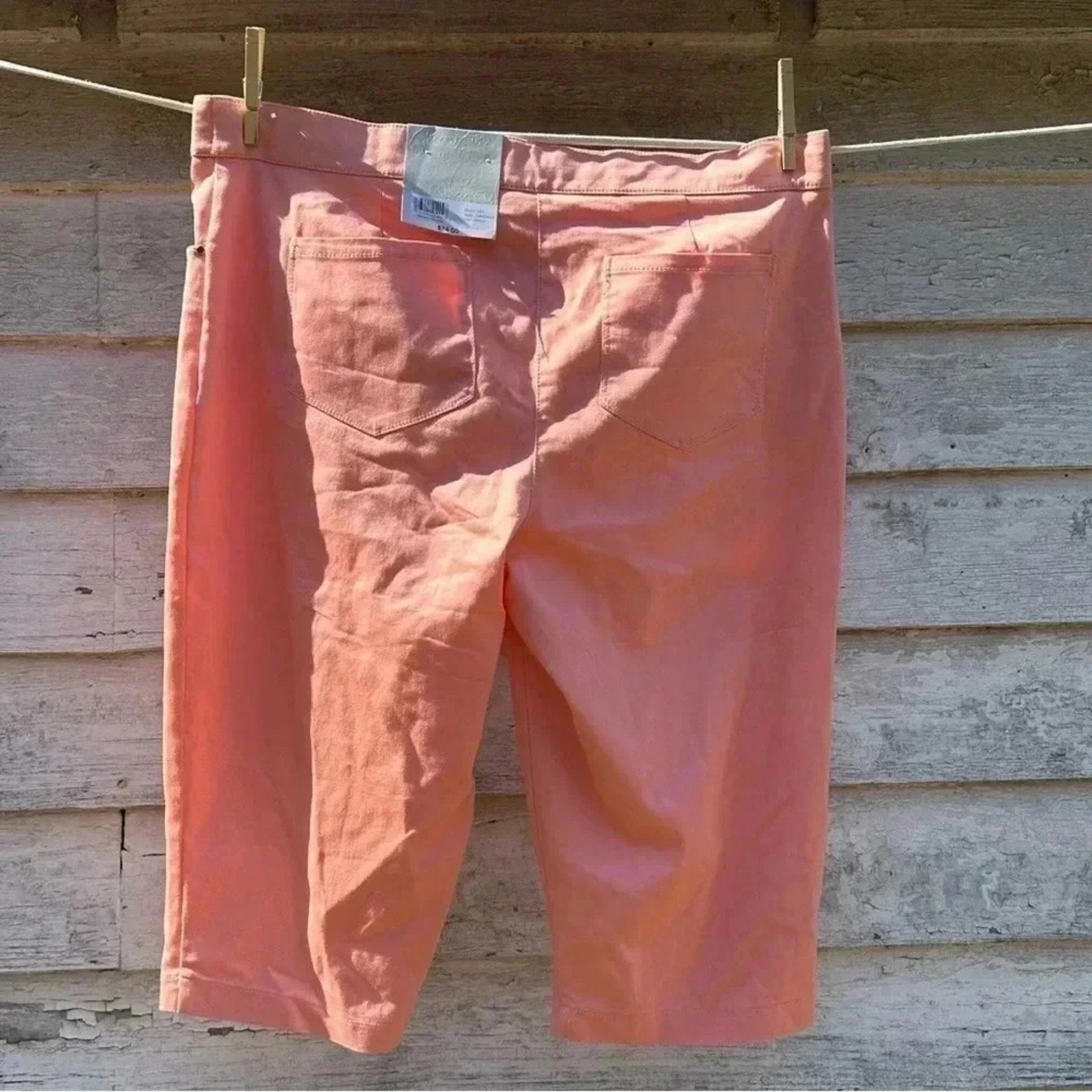 Coral Bay Womens Peach Capris Pockets Preppy Coastal Grandma Summer Plus Size — image 2 of 5